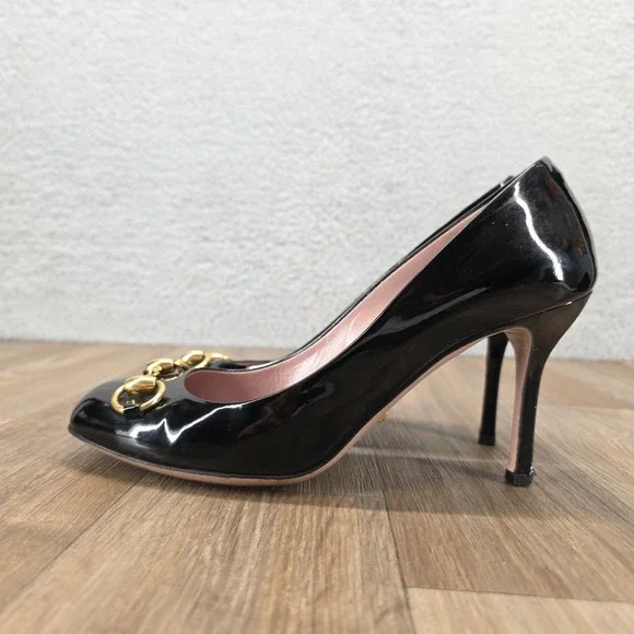 Gucci Black Patent Leather Horsebit Pumps Heels Women's Size 38 US 8 - Picture 7 of 14